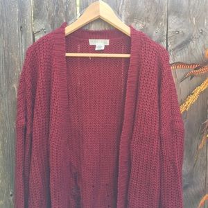 Dark Red Distressed Sweater